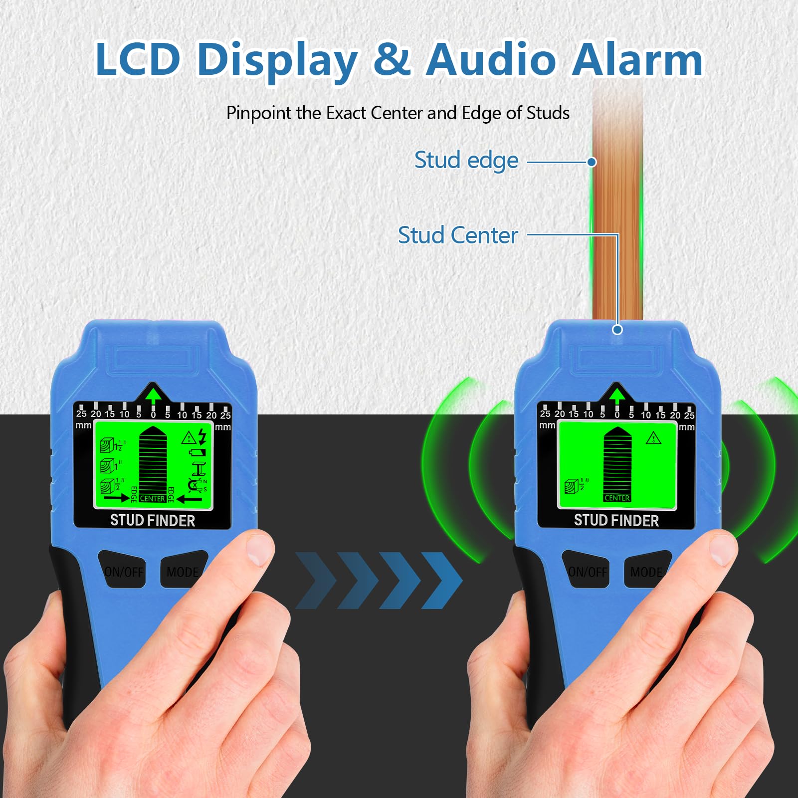 Rilevatore di perni ricaricabile 5 in 1 Stud Finder - Scanner da parete con display LCD e segnale acustico, rilevatore di travi per legno, metallo e cavi elettrici, rilevatore a parete USB per