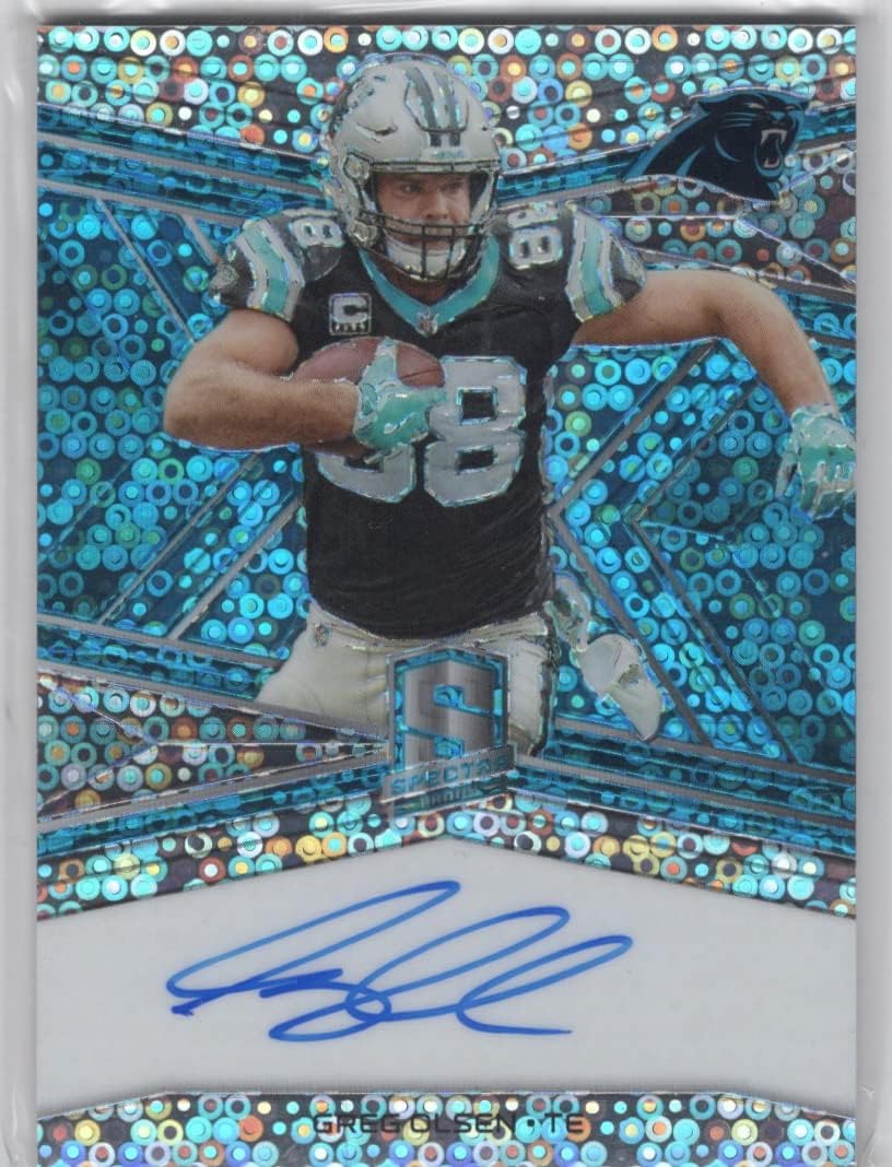 Greg Olsen Autographed & Serial Numbered #11/35 Blue Parallel Collectible Football Card - 2018 Panini Spectra Football Card #S-GO (Panthers)