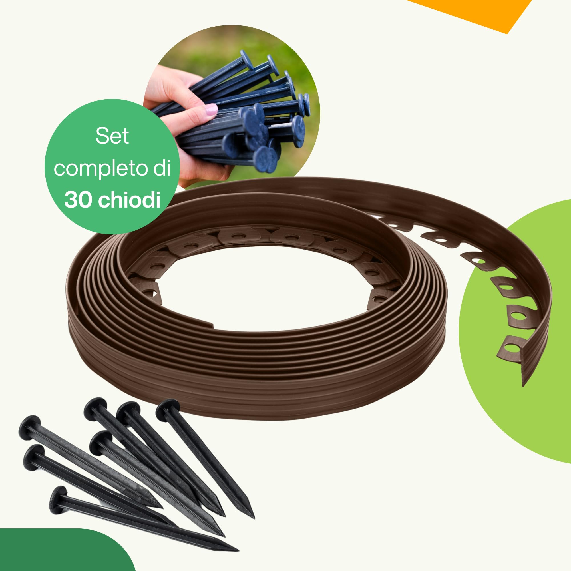 Bordo Flessibile Per Aiuole 15m - Plastica Riciclata Anti-Radice, Colore Marrone - Foto 8