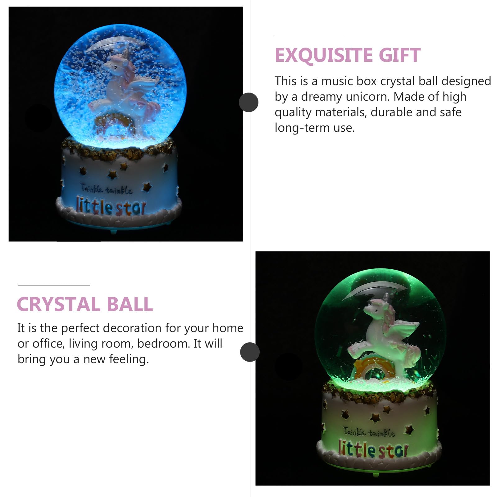 Carillon Sfera di Cristallo da Scrivania Decorativa in Resina e Vetro | Luce Notturna, 3 Batterie Aa Escluse, per Negozio e Studio, Finitura Elegante e Lavorazione Curata