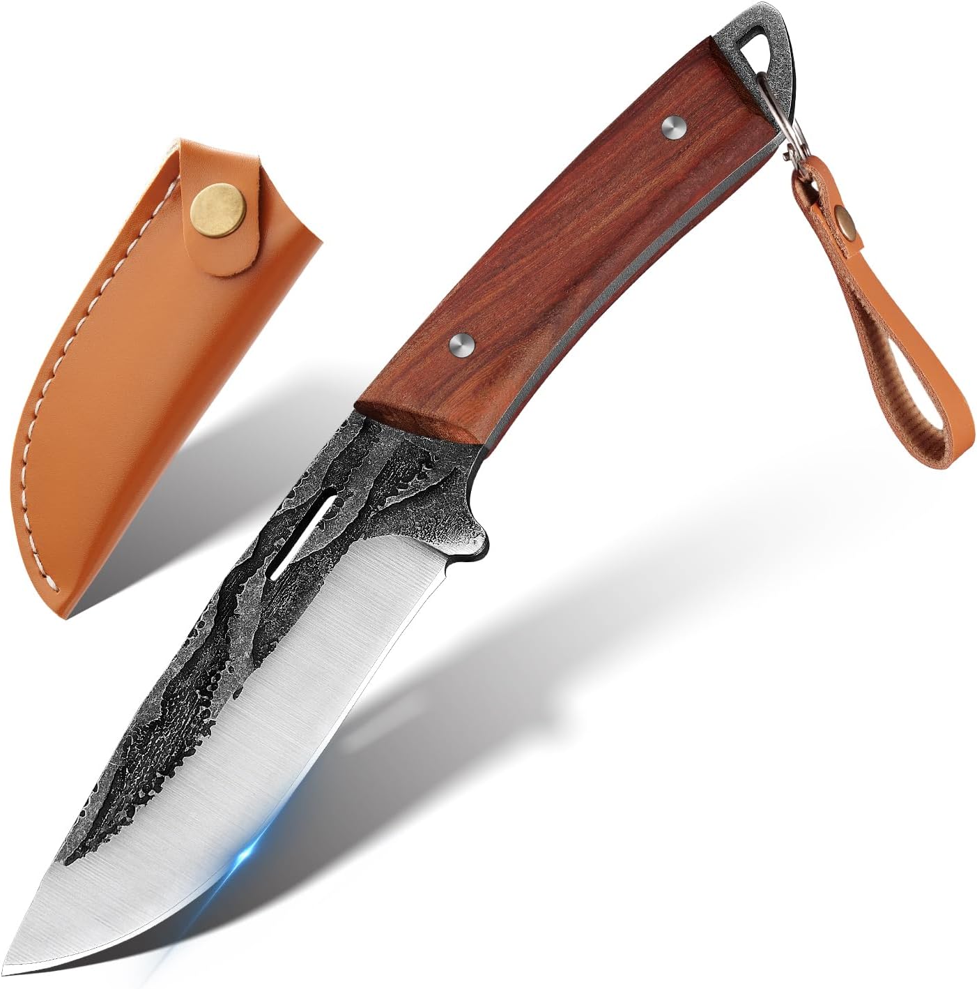 ENOKING Fixed Blade Knife with Sheath, 7'' Full Tang