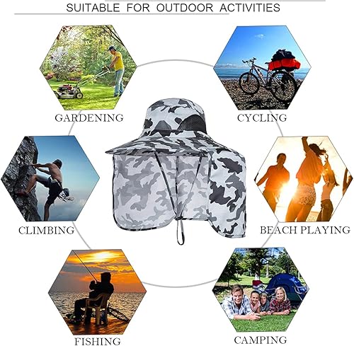 Miniatura 6 de Sombreros de protección solar para exteriores, gorra de pesca con solapa para el cuello, sombrero de ala grande para exteriores