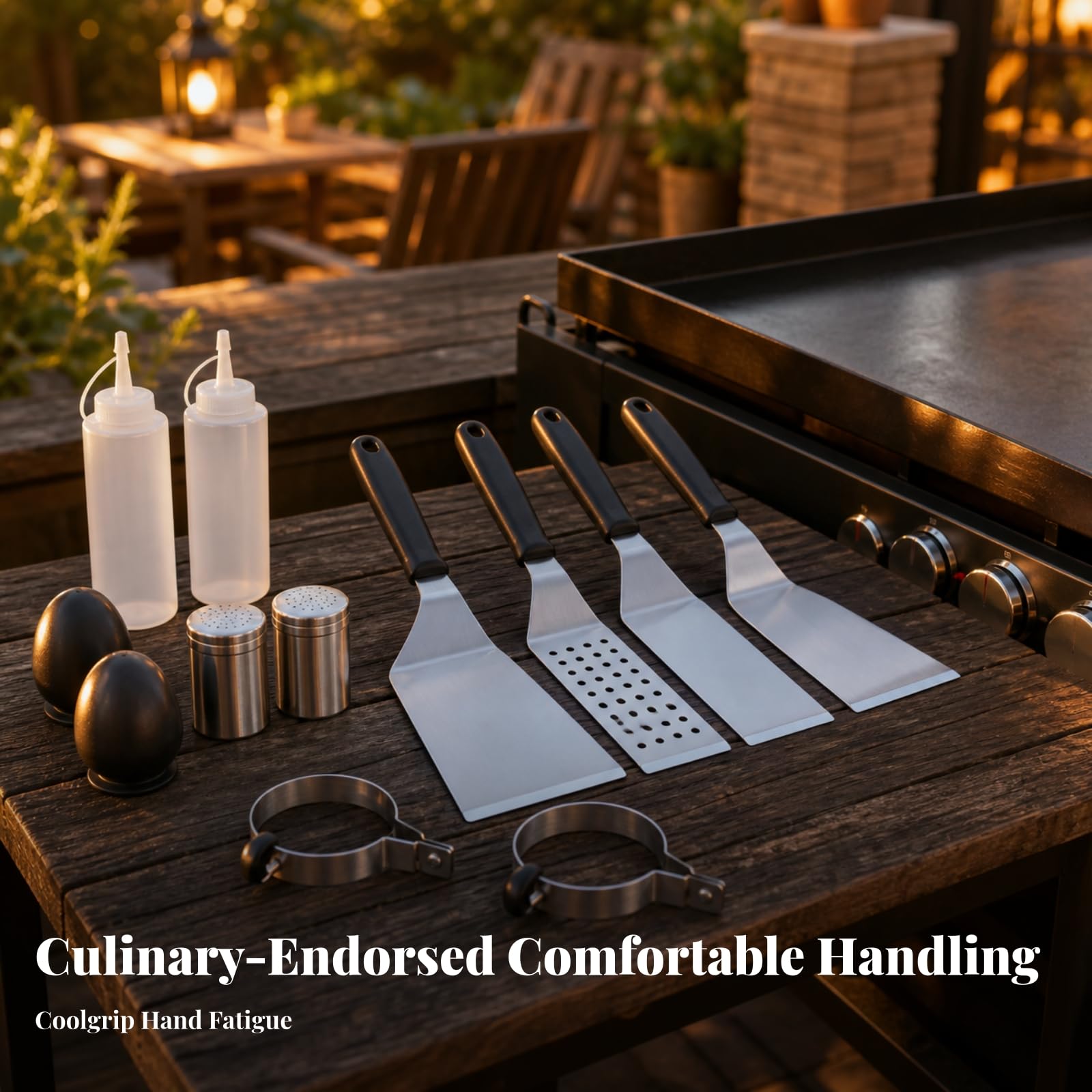 Edelstahl-Grill- und Kochutensilien-Set hitzebeständig Grillbesteck-Set mit hitzebeständigen Griffen rostbeständig Edelstahl Grillbesteck für Barbecue