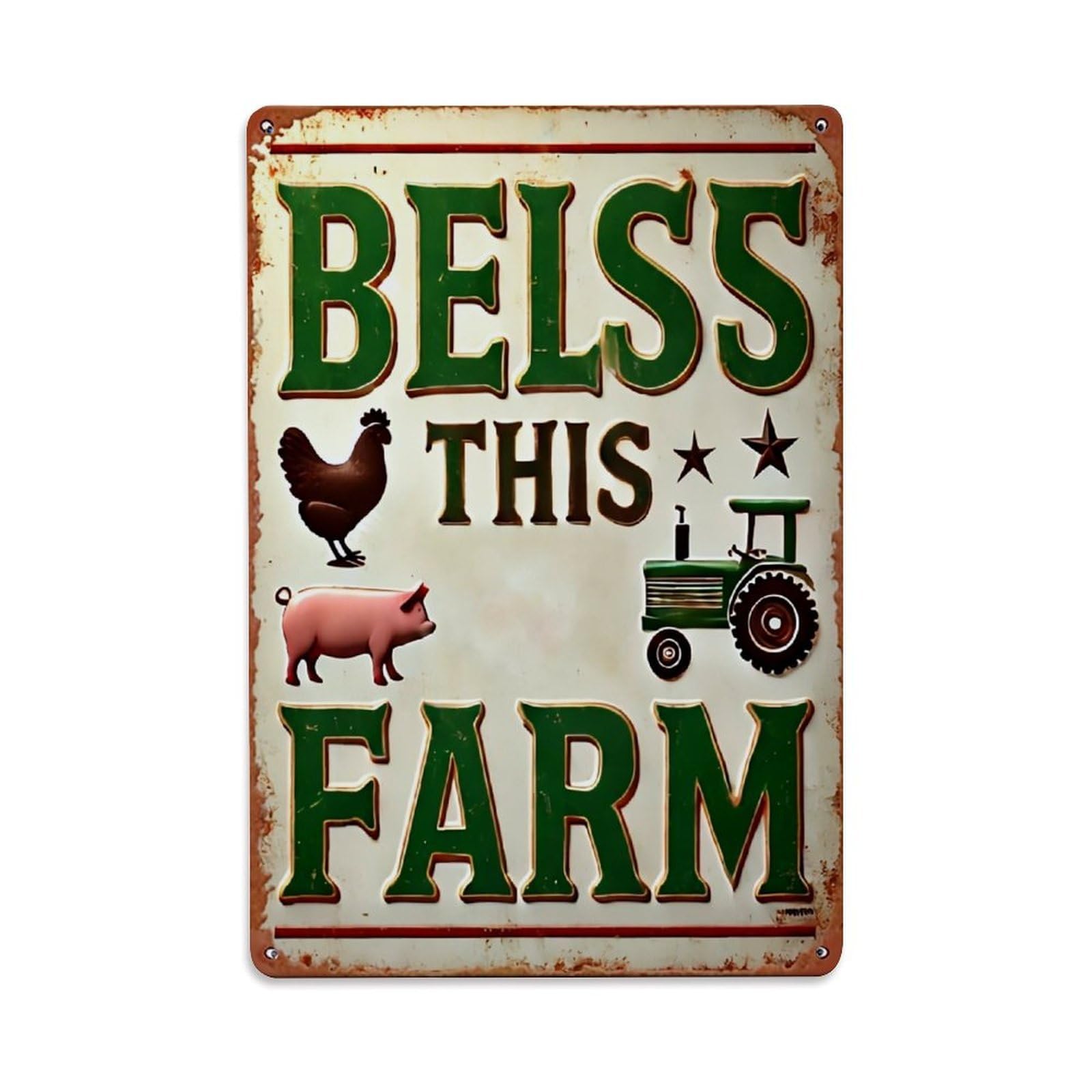 Jdfenggu Vintage Bless This Farm Sign Retro Metal Tin Sign, Metal Poster For Bar, Home, Man Cave, Kitchen, Laundry Room Art Decor 8X12 Inch