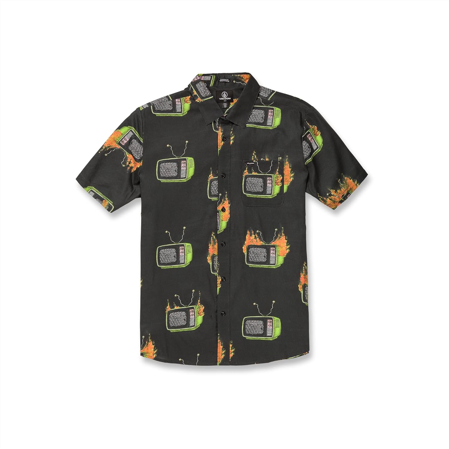 Volcom Men's Featured Artist Justin Hager Woven Short Sleeve Shirt