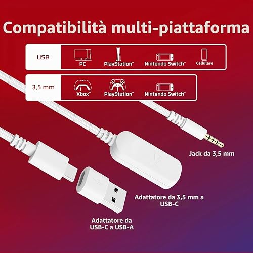 HyperX Cloud III, Cuffie da Gaming, Connessione Cablata, Bianca - 3