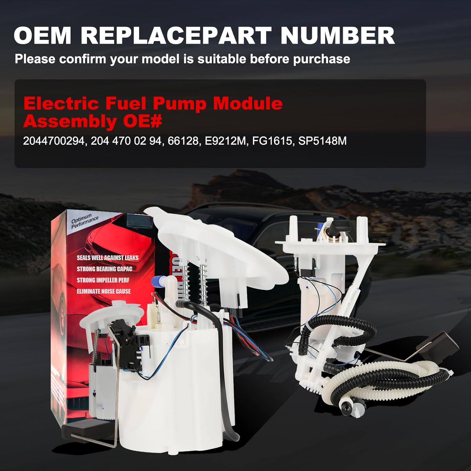 Electric Fuel Pump Module Assembly with Sending Unit Compatible with Mercedes-Benz C250 W204, 2012 2013 2014 2015, 1.8L L4, GAS, Replace# 22044700294, E9212M, FG1615, SP5148M, Left & Right