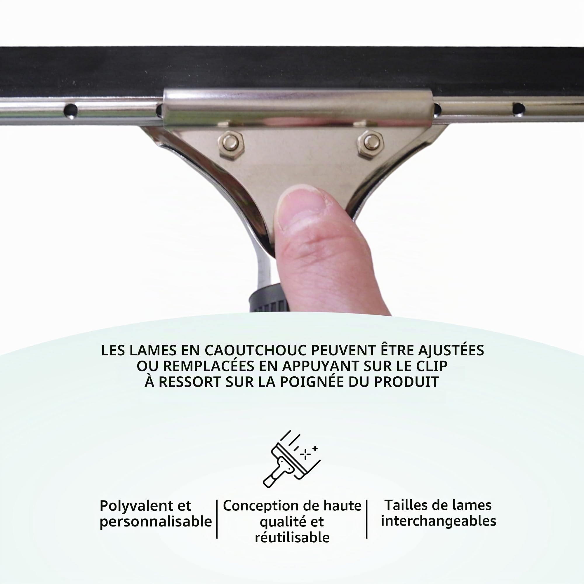 Raclette de fenêtre Professionnelle en Acier Inoxydable GBPro avec Lame Double Face de 45 cm