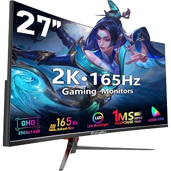 27 Inch Curved Gaming Monitor 165 Hz 1 ms MPRT 2K QHD VA Panel