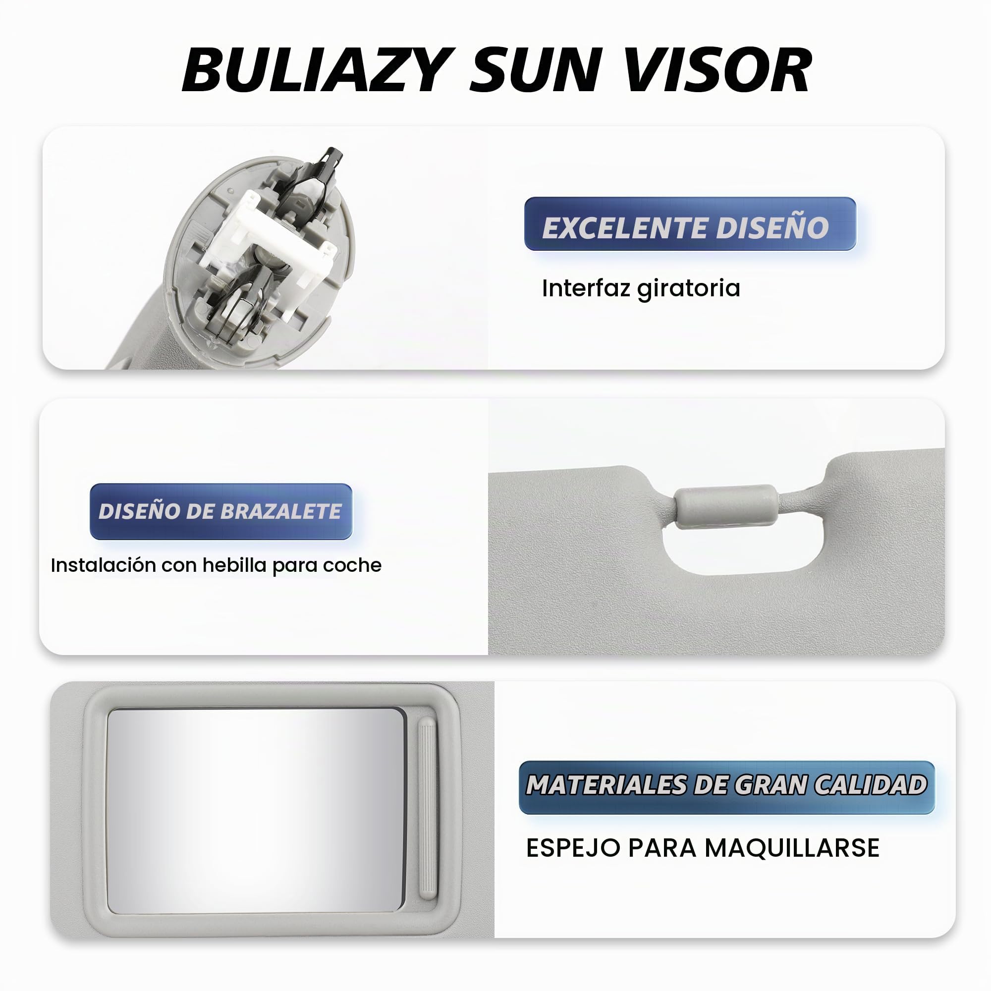 Visor solar gris para Toyota RAV4 2006 2007 2008 2009 2010 2011 2012 2013 con techo corredizo y luz, parabrisas izquierdo del lado del conductor. Reemplaza # 74320-42500-B0, 74320-42500-B3, 74320