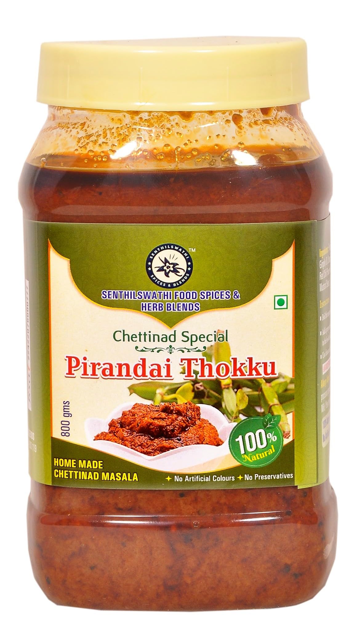 SENTHILSWATHI FOOD PIRANDAI THOKKU- 800 G VERY TASTY RICE MIX BONE HEALTH AND KNEE PAIN RELIEF CARE HOME MADE WITH PURE GINGELLY OIL CHETTINADU SPECIAL NO PRESERVATIVES-image-30