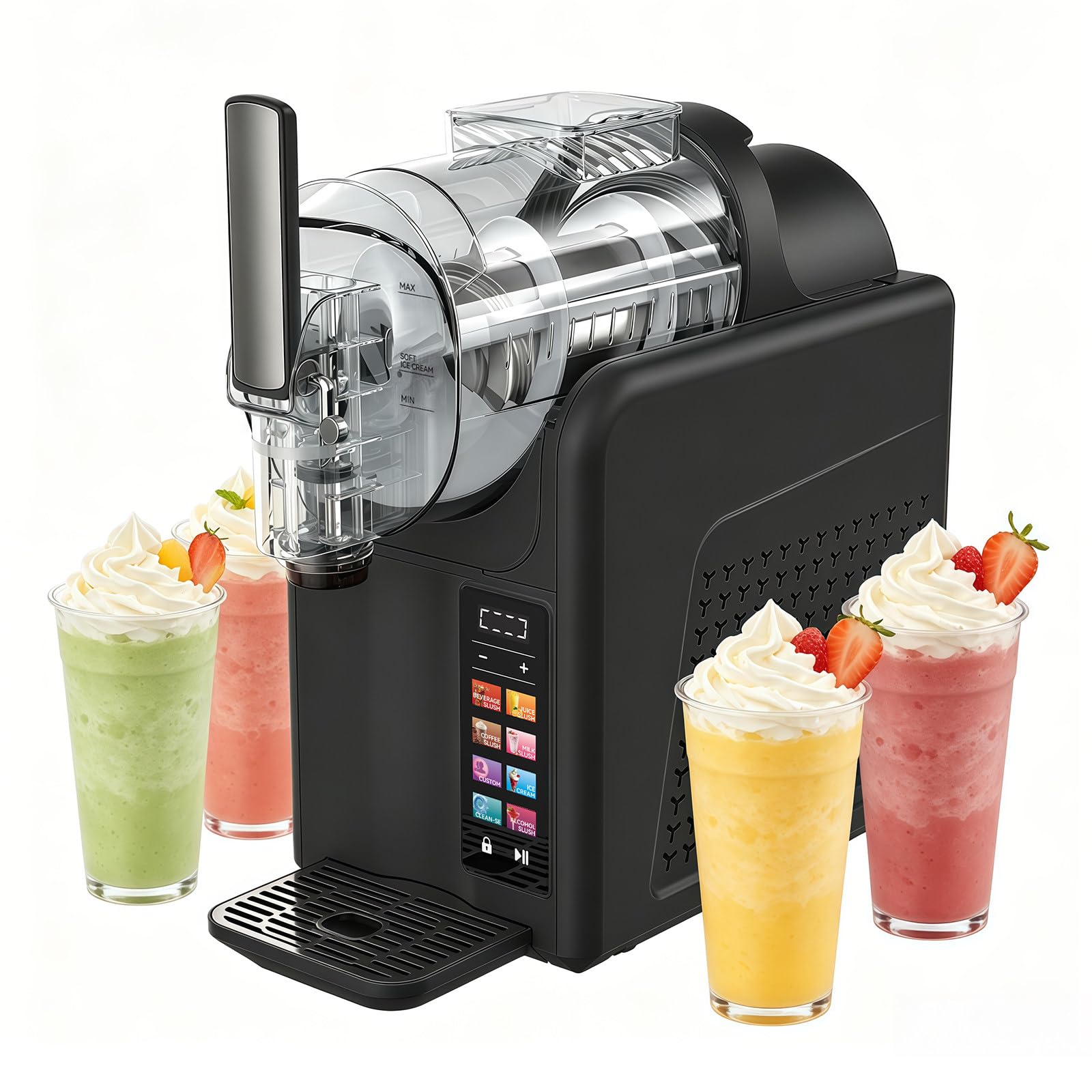 BANGBANGJI 68oz Slushie Machine, Liquid Capacity Slushy Maker, Freezing Drink Maker with 6 Presets, LED Display, Self Cleaning for Making Freezing Margaritas, Milkshakes, Smoothies, Frappes Black