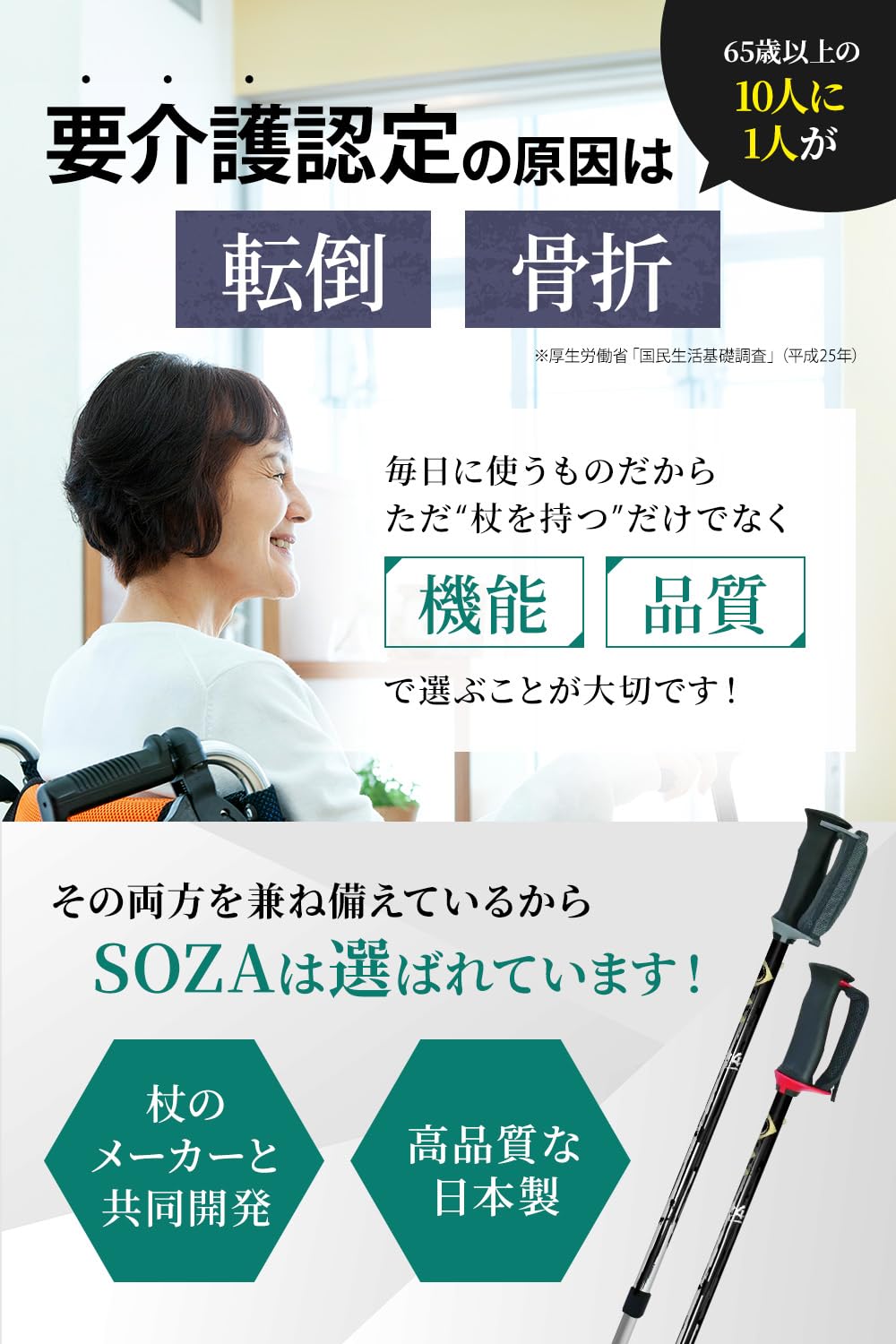 転びにくい歩行姿勢に導く2本杖 歩行サポート杖 SOZA 伸縮 軽量 軽量 介護 Amazon.co.jp: 【転びにくい歩行姿勢に導く2本杖】歩行サポート杖 SOZA