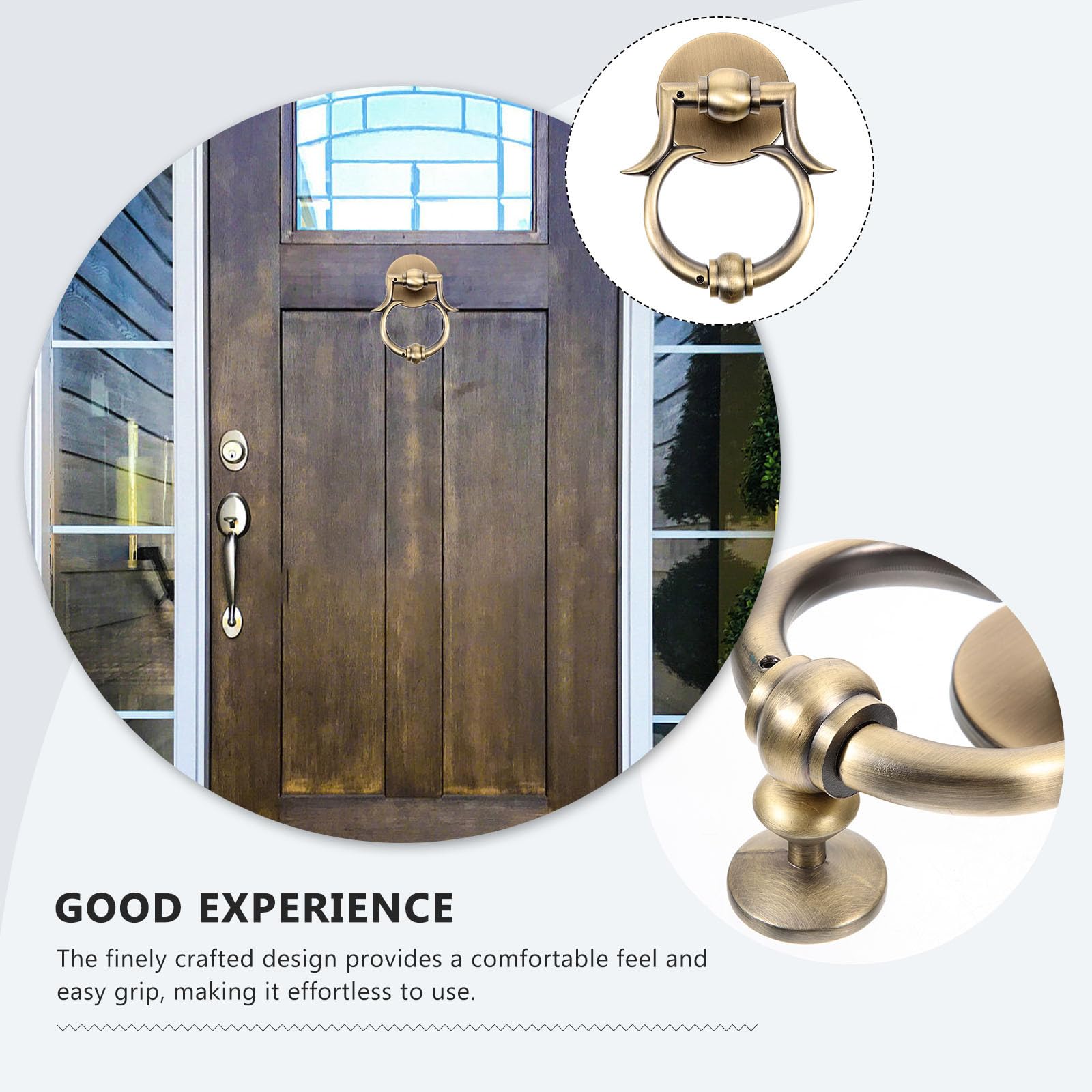 KICHOUSE Llamador de Puerta de Aleación de Zinc Redondo Estilo Europeo Aldaba Acabado Envejecido para Puerta Exterior Principal y Elemento Decorativo de Hogar
