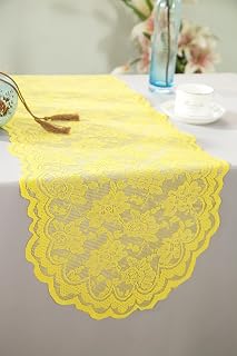 Wholesale 13.5 in x108 in Lace Table Runner Wedding Table Runner for Wedding Décor Events Banquet Party Supplies - Canary Yellow