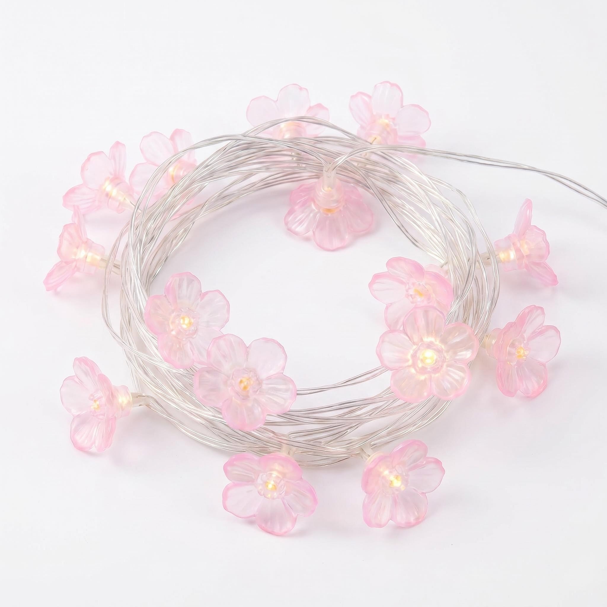DiiWmme 2M Cherry Blossom Fairy Lights 20 LED Battery Operated Flower String Lights Indoor Decor for Bedroom Wedding Party Girls Room Christmas Gift (Pink B, 1Pack)