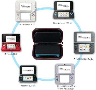Smatree Carrying Case for Nintendo 3DS XL/2DS XL, Hard Protective Shell Travel Case for Nintendo New 3DS - Super NES Edition - Black/Red