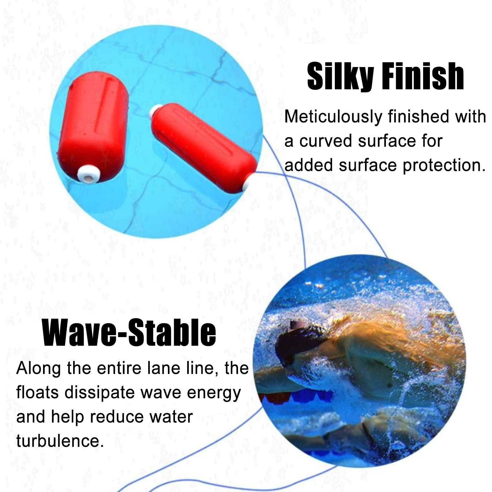 Cordes de séparation pour piscine - Lignes de nage flottantes de sécurité rouges, jaunes, bleues et blanches avec flotteurs de 20 cm et câble en acier inoxydable de 2 m pour la sécurité de l