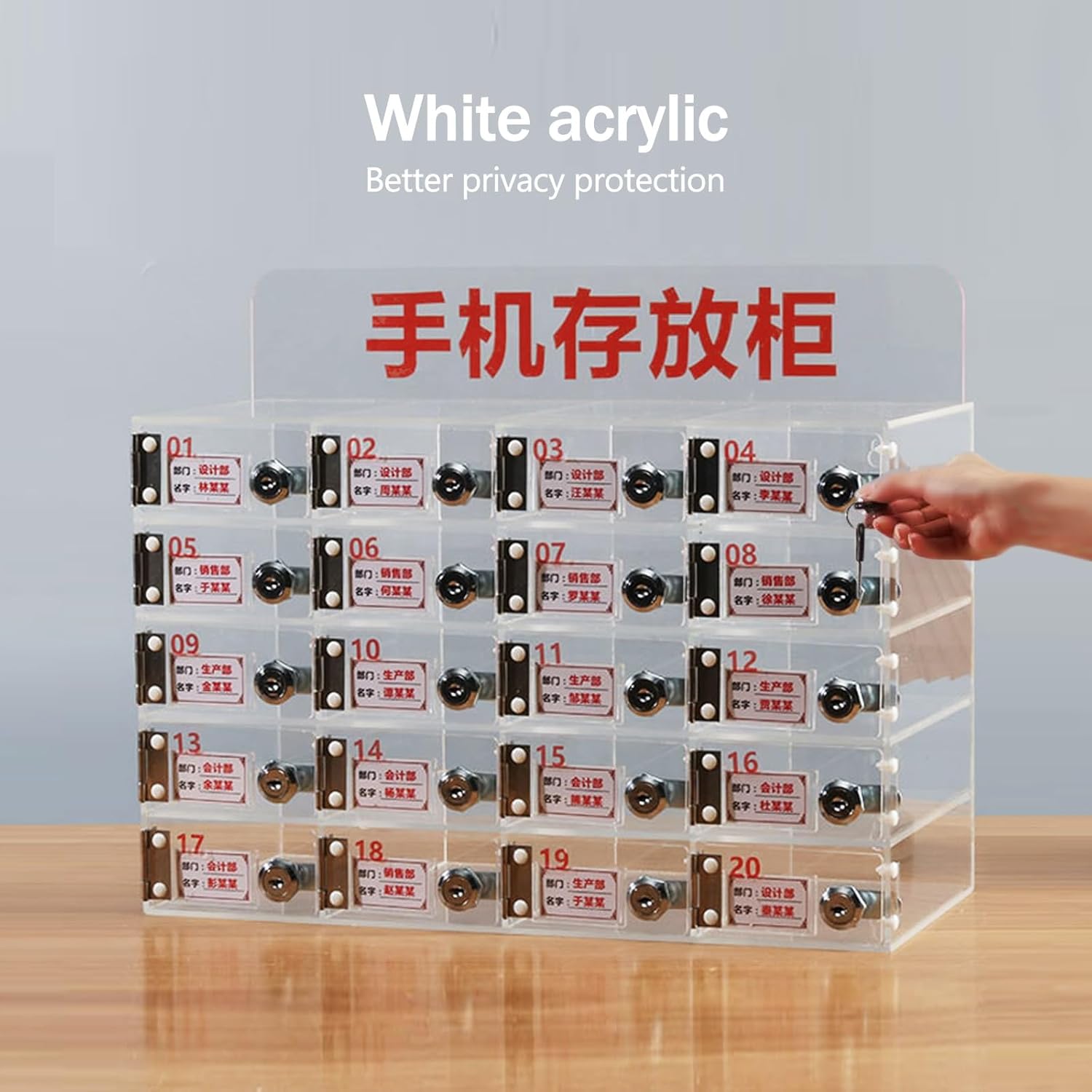 Acrylic Cell Phone Locker, Wall Mounted Classroom Storage Cabinet for School, Factory, Office