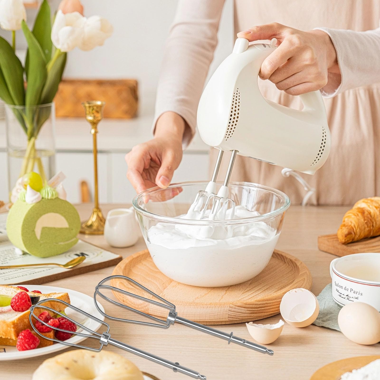 2 Stück Rührstäbe für Handmixer,Rührbesen für Handmixer,Ersatz Schneebesen,Ersatz Edelstahl Schneebesen Zubehör,Schlagbesen Handrührer für Küchenmaschine,Universelles Schneebesen Zubehör