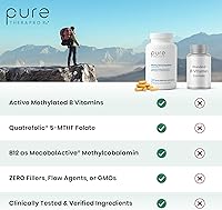 Vista 4 de Methyl B Complete - 60 cápsulas vegetales Suplemento óptimo de apoyo de metilación con quatrefolic 5-MTHF (folato activo), metilcobalamina