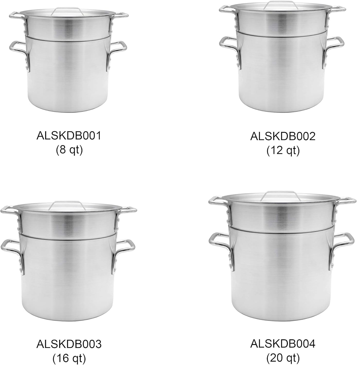 20 quart Aluminum heavy gauge double boiler mirror finish, comes in set