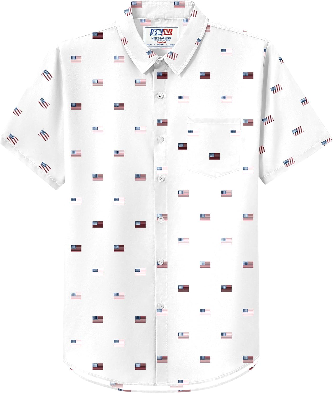Arvilhill Men's American Flag Cotton Button Shirt 4th of July Patriotic Shirts(S-3XL)