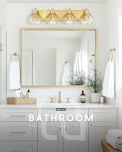 Miniatura 177 de VL195-GD-3 - Lámpara de tocador de baño de 3 luces de oro cepillado, apliques de pared modernos con pantalla de globo de vidrio transparente, luces