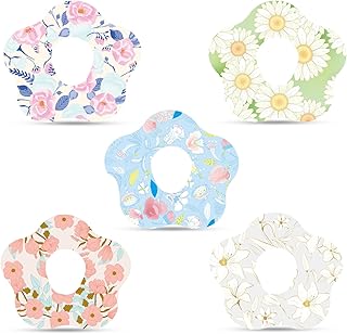 25pcs Adhesive Patches for Dexcom G7, Waterproof CGM Over Patch with Hole, Sensor Monitor Covers Breathable, Flower Medical Tape Sticker for Dexcom Accessories(5 Styles)