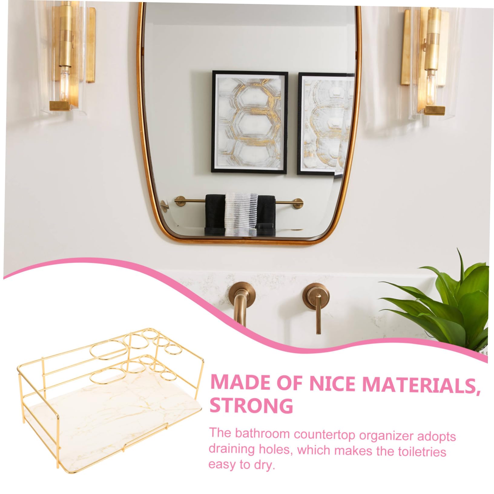 Cabilock Estante de Mármol para Baño Soporte para Cepillos de Dientes Organizador de Encimera Bandeja de Almacenamiento para Tocador para Baño