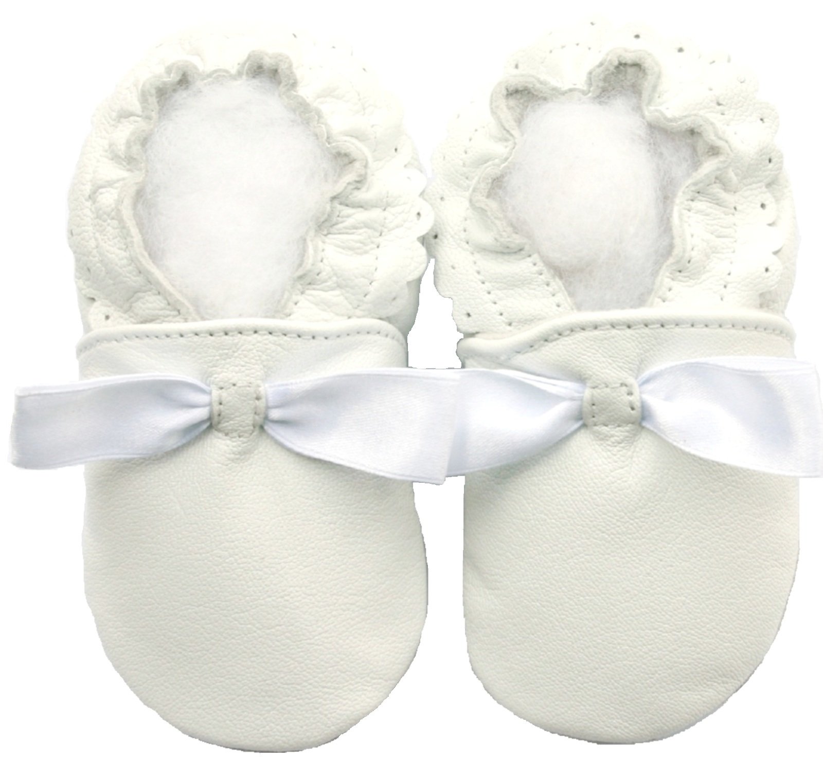 Leather Baby Soft Sole Shoes Boy Girl Infant Children Kid Toddler Crib First Walk Gift Party White (12-18month, White)