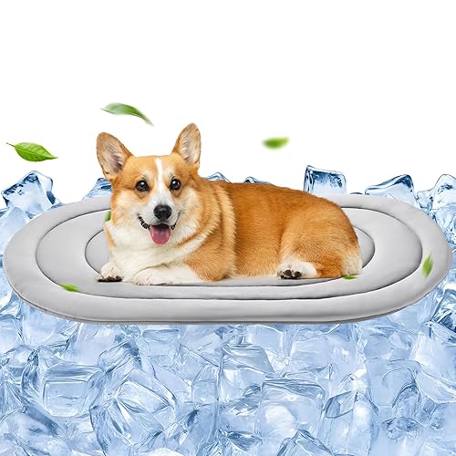 Papettly Pet Dog Cooling Mat 35“x19” Reversible Cooling Pad for Dogs and Cats, Comfort Ice Silk Cotton Summer Dog Bed Outdoor Indoor Washable, Ideal for Kennel Sofa Floor Car Seats - 35x19 IN