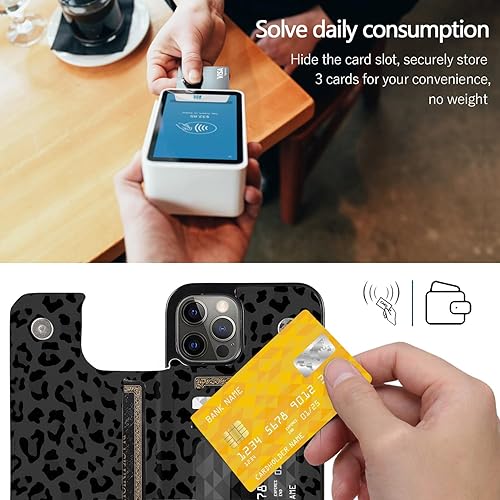 Miniatura 4 de Funda compatible con iPhone 13 Pro Max con tarjetero y ranuras para tarjetas integradas de piel sintética, función atril y a prueba de golpes para