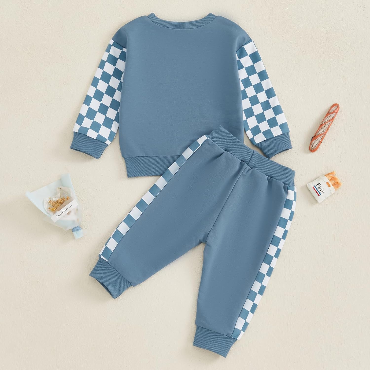 BeQeuewll Fall Winter Toddler Baby Boy Clothes 2Pcs Color Block Crewneck Sweatshirt and Pants Sweatsuit Little Boy Clothing - Image 3