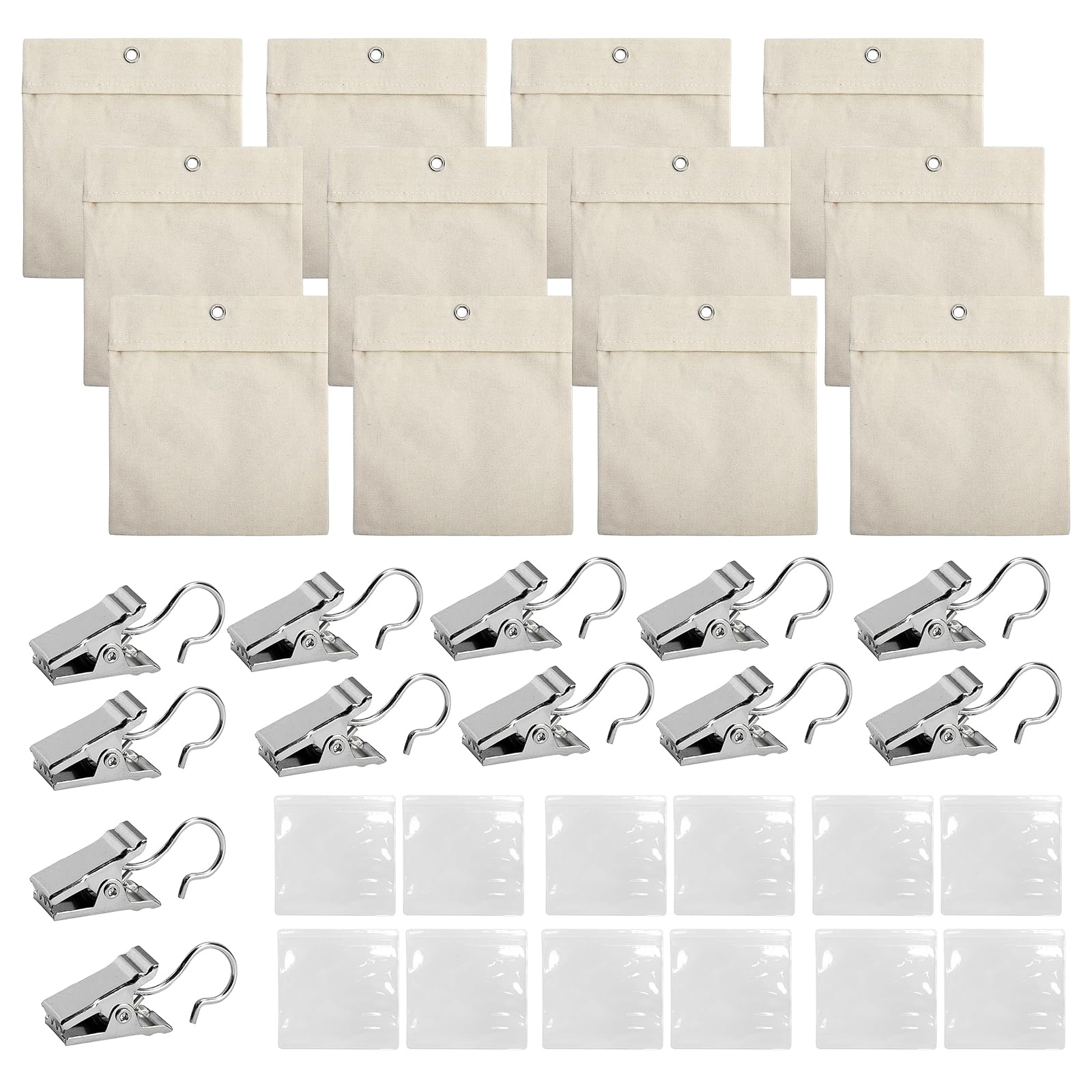 Husoue Beige 12Pcs Outdoor Curtain Weights, Portable Gazebo Curtains Weight Bag With Clips & Sealed Bags For Pergola Curtains Garden Tents Tablecloths