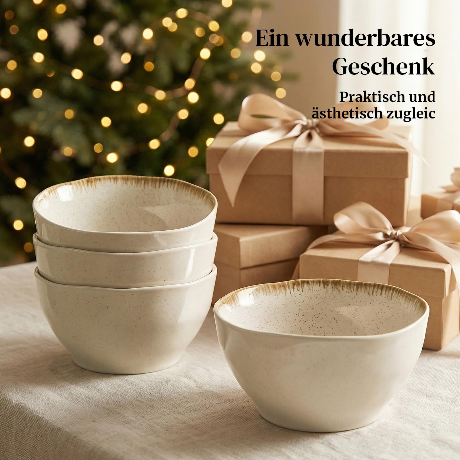 DOWAN Müslischalen 4er Set, 880ml Bowl Schüssel Set, Keramik Suppenschalen