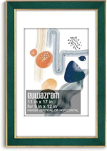 Miniatura 123 de Marco de gamuza de 10 x 13 pulgadas, marco individual, elegante marco verde de 10 x 13 pulgadas con paspartú para fotos de 8.5 x 11 pulgadas, para