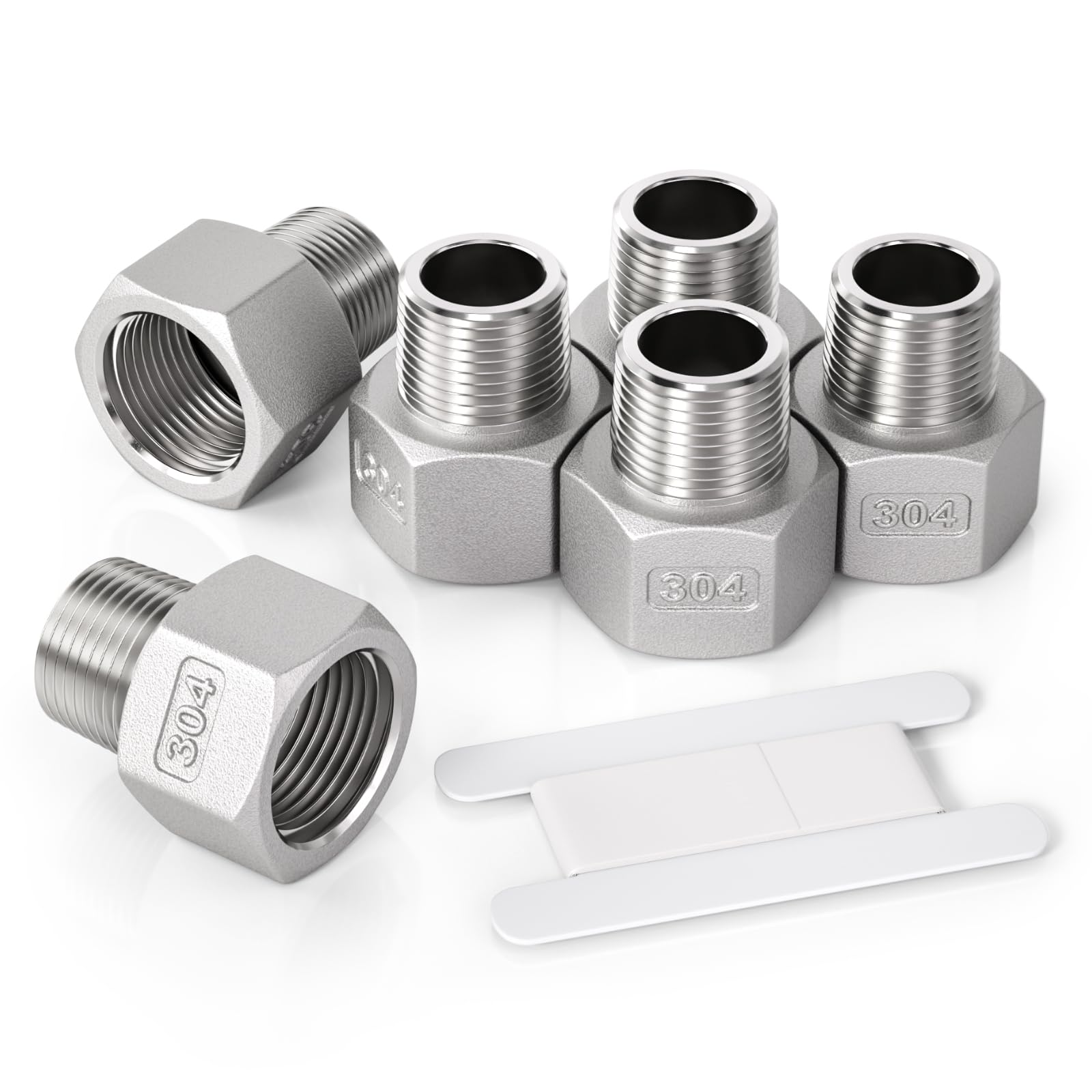 Bwintech 6 pz 1/4" Maschio a 1/2" BSP Femmina Filettatura In Acciaio inox 304 Boccola Esagonale Riduttore Connettore Per Tubo Collegamento Conversione