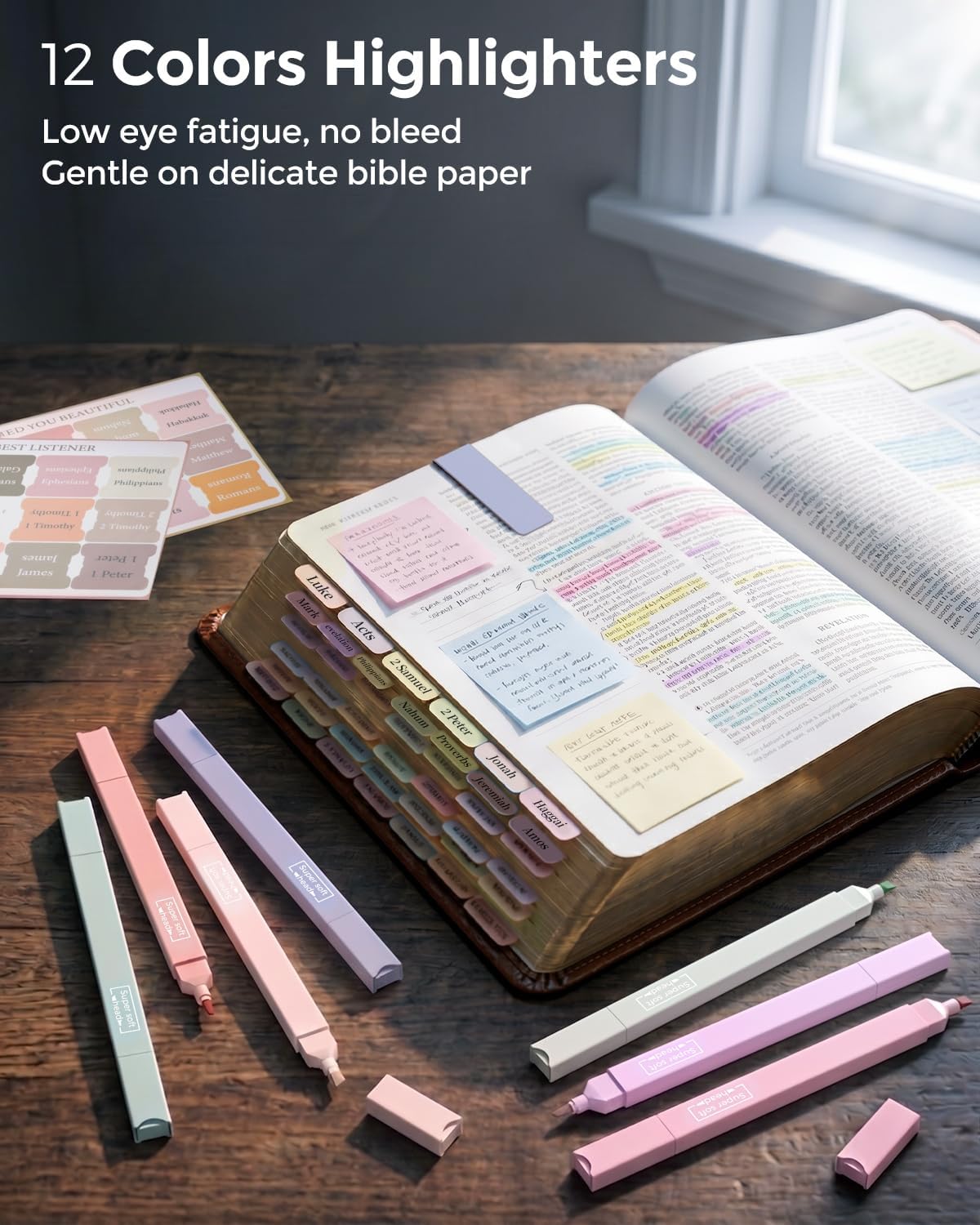 Nicpro 71PCS Bible Study Supplies Journaling Kit, Bible Study Kit for Women, Journaling Bible with Pen Case, Bible Highlighters, No Bleed Pens, Pencils, Sticky Notes & Tabs, Book Annotation Kit-Pink