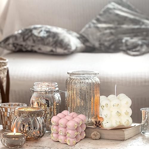 Miniatura 8 de Konrisa Moldes de vela en forma de cubo, moldes de silicona de burbujas 3D de 6 cavidades para hacer velas, molde de pastel para hornear chocolate,