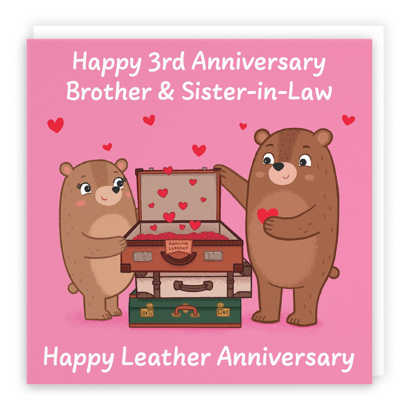 Hunts England, Brother And Sister In Law 3rd Anniversary Card, Leather Anniversary, Third Anniversary, 3 Years