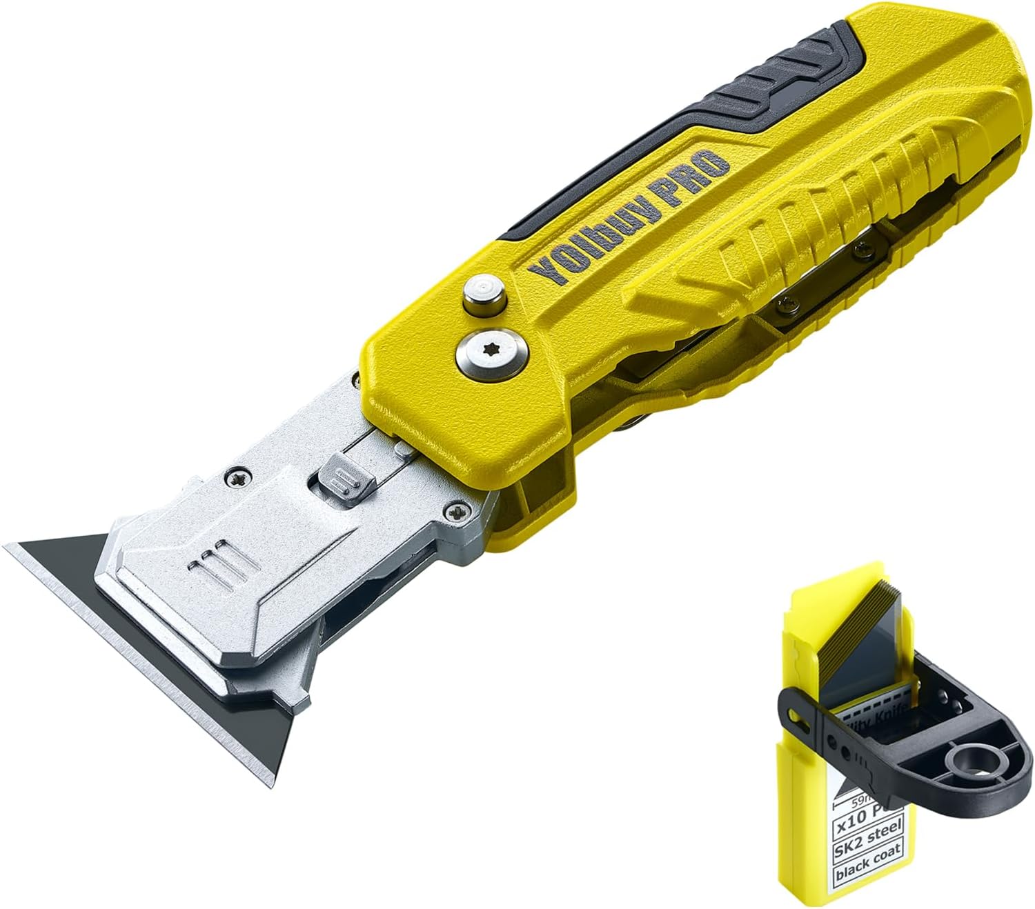 YOIbuy PRO Foldable Utility Knife with Scraper Function, Holds 2 ...