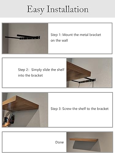 Miniatura 7 de JPND Estante flotante, juego de 3 estantes de pared, 36 pulgadas de ancho x 12.75 pulgadas de profundidad x 2 pulgadas de alto, estante flotante de