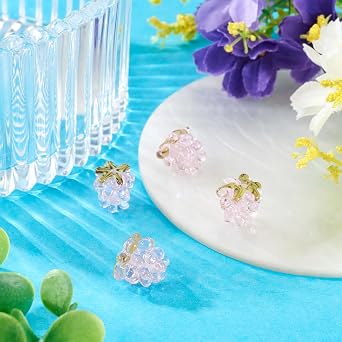 Handmade Raspberry Lampwork Beads Bulk Raspberry Glass Beads Fruit Glazed Bead for Earrings Necklace Jewelry Making DIY Crafts