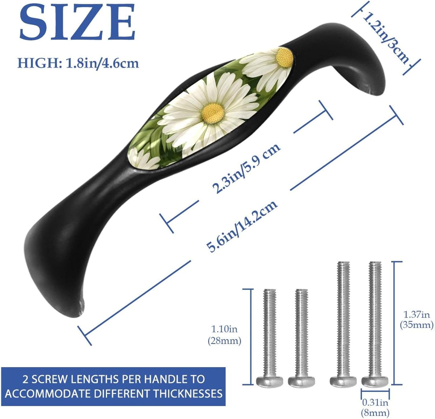 4 PCS Drawer Pulls Daisy Cabinet Pulls Kitchen Drawer Hardware Cabinet Handles Dresser Handle Closet Door Knobs for Bedroom