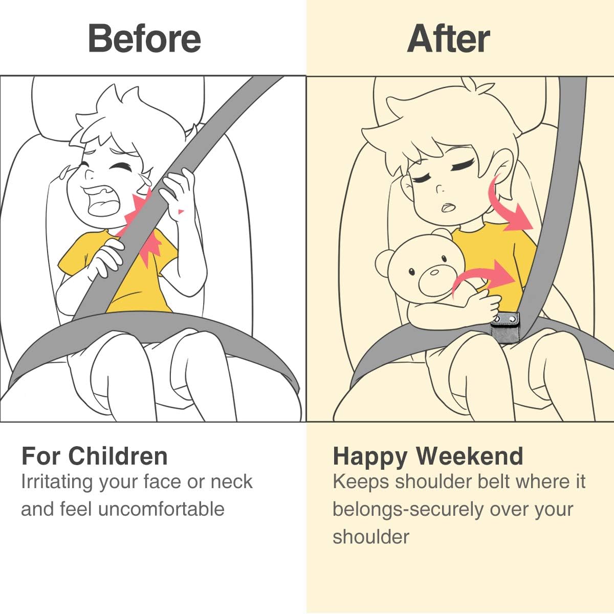 Seatbelt Adjuster, ANDTOBO Comfort Auto Shoulder Neck Strap Positioner Locking Clip Protector,Universal Vehicle Car Seat Belt Safety Covers (2 Pack, Gray). : Automotive