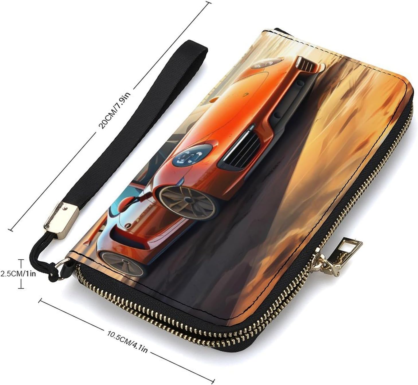 Sport Car Beach Sunset Women's Wristlet Wallet RFID Blocking Long Clutch Travel Credit Card Holder for Men