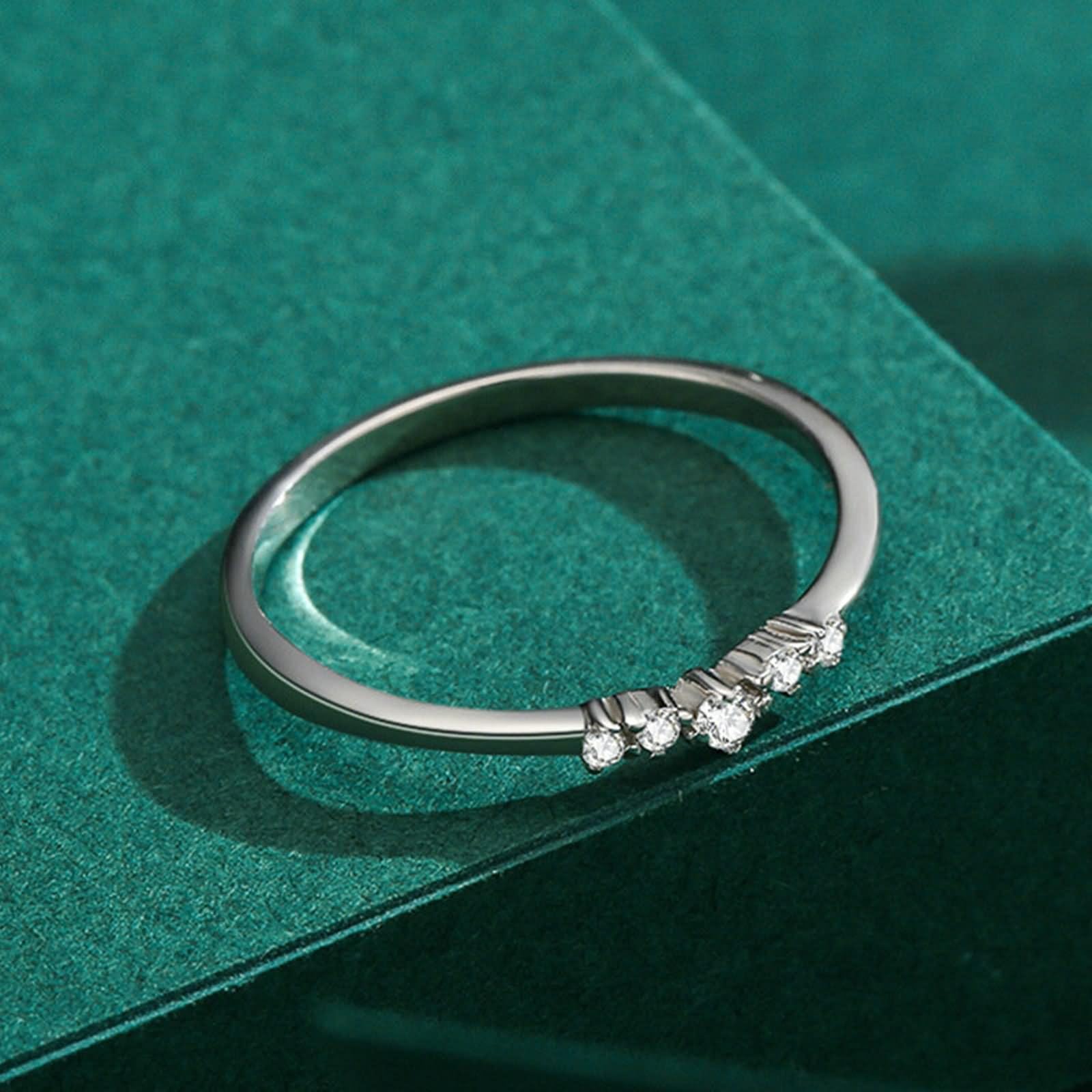 Anillo Mujer, Anillos Mujeres Delicado Anillo Apilable con Diamantes Fabricados en Laboratorio Plata Platino Tamaño 62 (19.7)