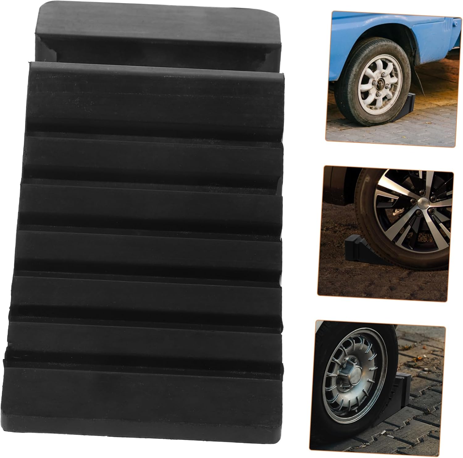 STOBAZA Small Lightweight Car Wheel Chock Rubber Tire Wheel Chock for Vehicle Trailer Auto Truck Safety