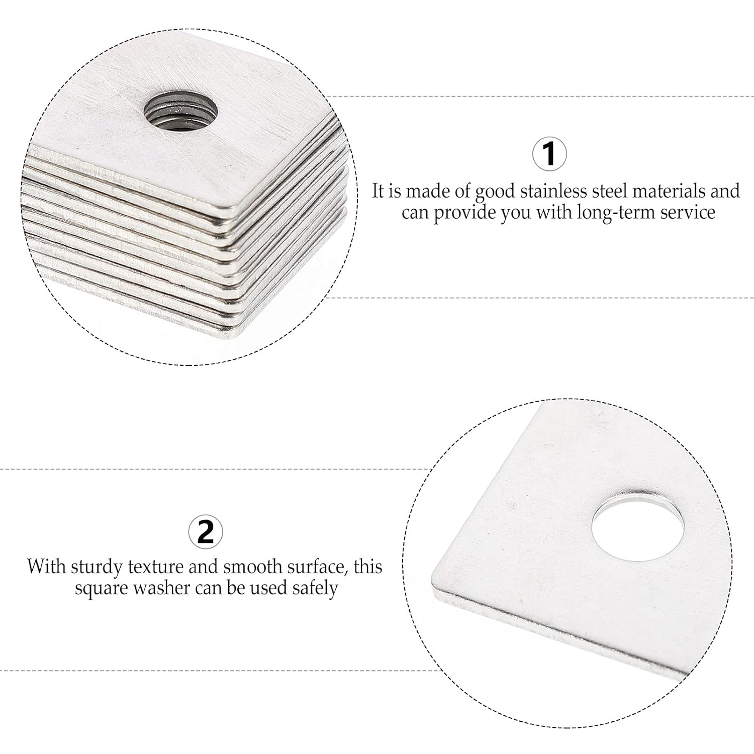 10pcs Square Washer Gasket Washers for Industry Stainless Steel Square Washers Industry Plates Washers Flat Plate Washers Sturdy Washers
